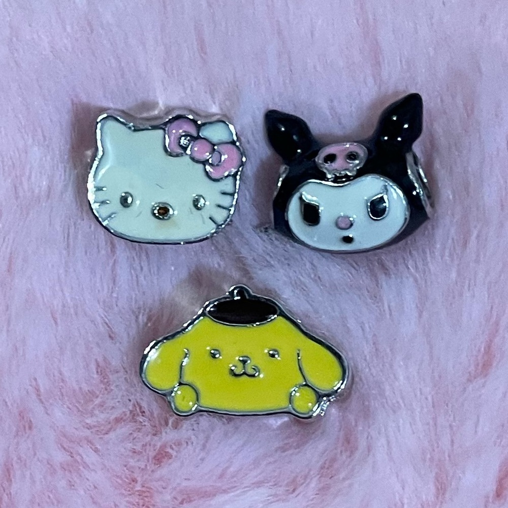 3 Sanrio HELLO KITTY,KUROMI,POMPOMPURIN Collection Charm Bundle Set /Not Pandora
